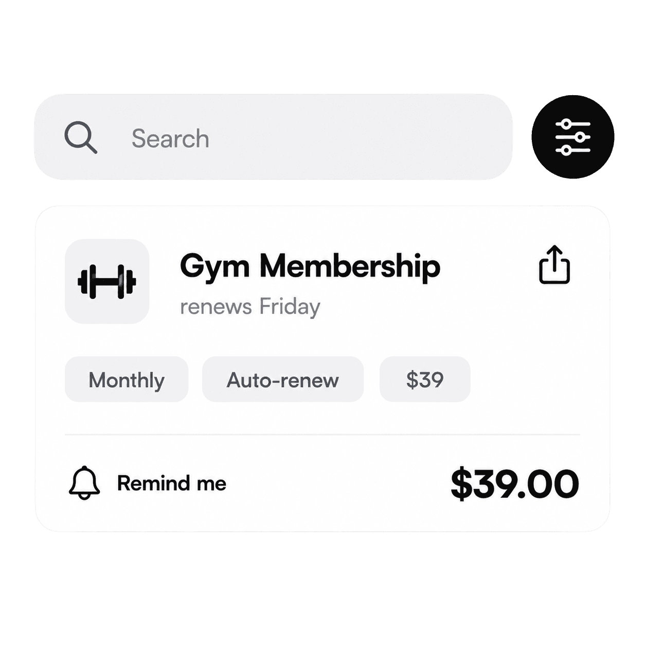 Bleui reminding you that the gym membership renews Friday and offering to cancel